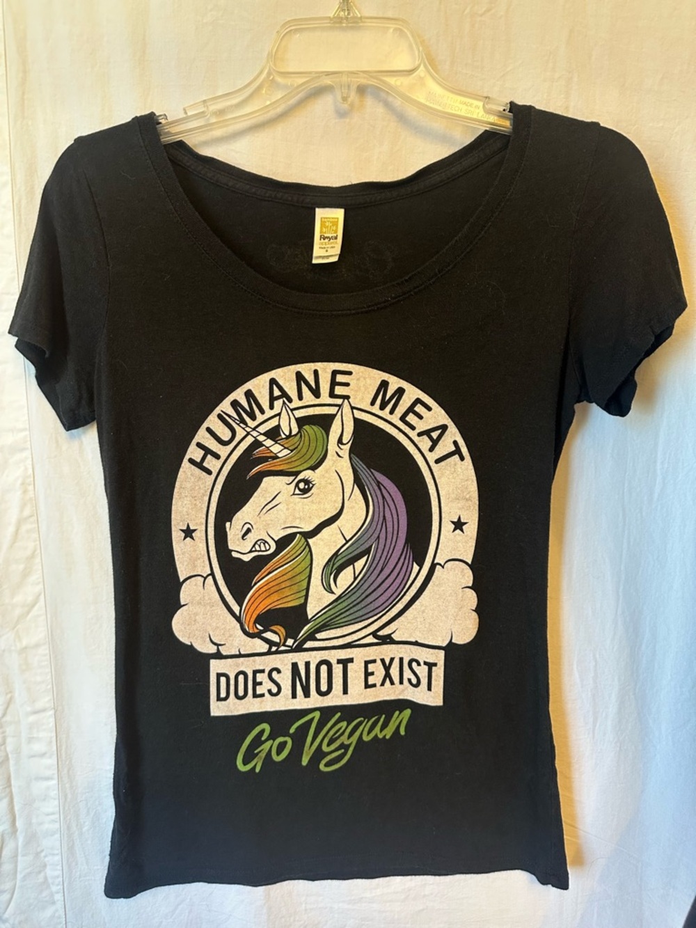 Bamboo Royal Apparel Vegan Graphic Tee Unicorn Vegan Black Small